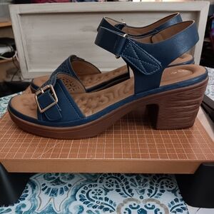 Women's Blue Sandals with Buckle
